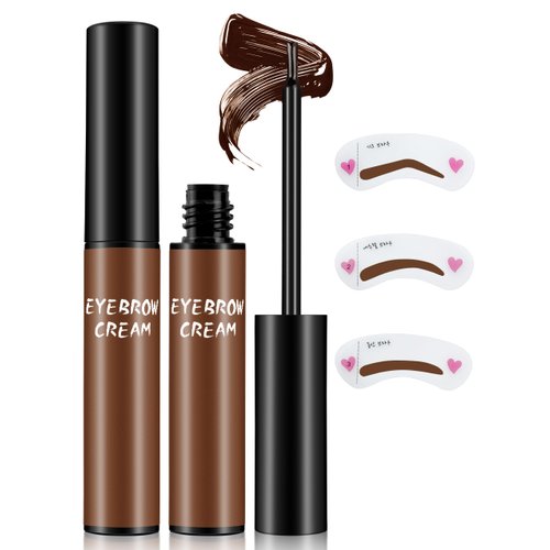 Jutqut Eyebrow Tint, Brow Tint with Eyebrow Stencils, Brow Tint Kit, Eyebrow Tattoos Waterproof Long-Lasting Makeup, Tinted Brow Gel, Semi Permanent Eyebrow Tint Create Fuller Eyebrows, （Light brown）