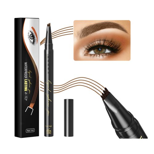 Eyebrow Pen, Micro 4 Point Makeup Pens, Microblading Eye Brow Pencil for Natural and Hair-Like Strokes Makeup, Waterproof, Long Lasting & Professional Eyebrow Definer (#2 Dark Brown)