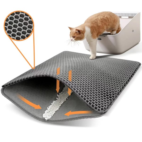 Conlun Cat Litter Mat Cat Litter Trapping Mat, Honeycomb Double Layer Design, Urine and Water Proof Material, Scatter Control, Less Waste，Easier to Clean,Washable