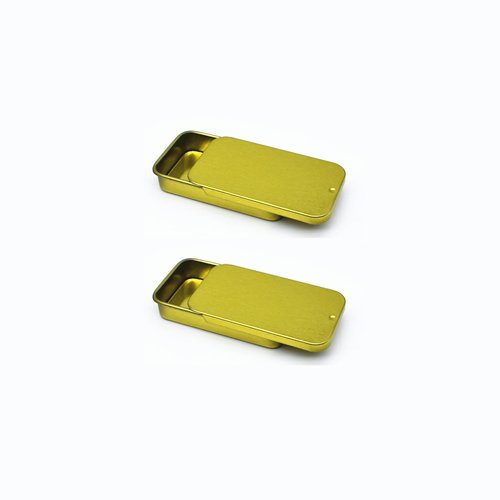2Pcs Dental Floss Portable Case, Metal Rectangular Sliding Floss Box Small Tins with Lids for Travel, Portable Travel Floss Box, Convenient Dental Floss Dispenser 3.15 x 1.96 x 0.54 in (Golden)