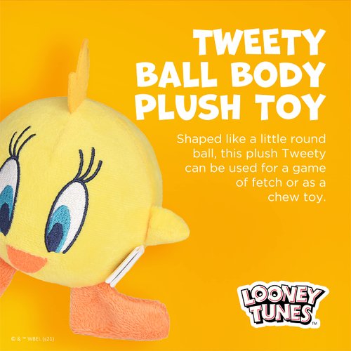 Looney Tunes for Pets Yellow Tweety Bird Ball Body Plush Dog Toy for All Dogs | Squeaky Toy for Dogs Chew Toy | Tweety Bird Character Soft Plush Stuffed Dog Toy