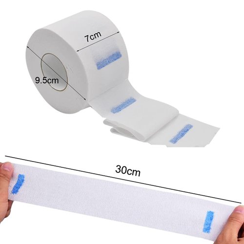 85 Sections White Disposable Barber Neck Strip Hairdressing Collar Stretchy Neck Covering Paper Towel Neck Band for Salon Haircut Coloring Styling