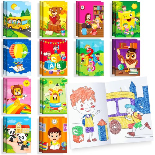 BenLouis 24 Pcs Preschool Kindergarten Mini Coloring Books Kids Graduation Party Favors Small Activity Books Bulk for Kids Student Birthday Goodie Bags Stuffers Return Gifts Classroom Travel