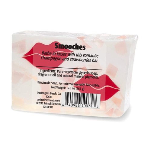 Primal Elements Glycerin Bar Soap | Valentines Soap Helps All Skin Types, Sensitive, Oily & Dry Skin | NO PARABENS, VEGAN, GLUTEN FREE, 100% VEGETABLE BASE - (Smooches)