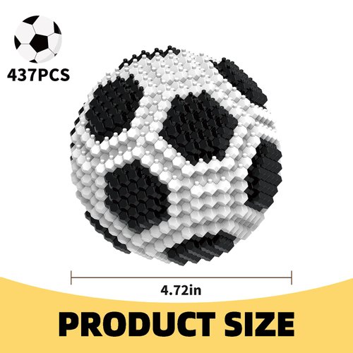 KADELE Soccer Ball Building Block Set, Adults' challenging STEM Block Decorations, Miniature 3D Educational Toys for Ages 14 15 16 and Above, (437 Pieces)