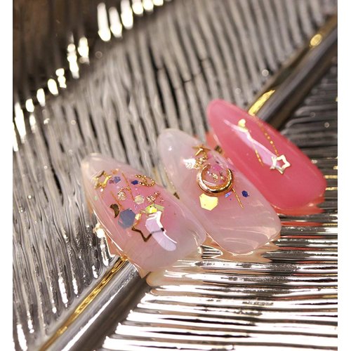 AKOAK 200Pcs 3D Alloy Nail Art Decorative Star and Moon Rivets, Mini Nail Accessories, Professional Nail Sticker Accessories