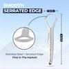 Deep Clean Tongue Scraper- Double-Ended - Flat + Serrated Edge Design, (2pk) Stainless Steel, by Amazing Oralcare
