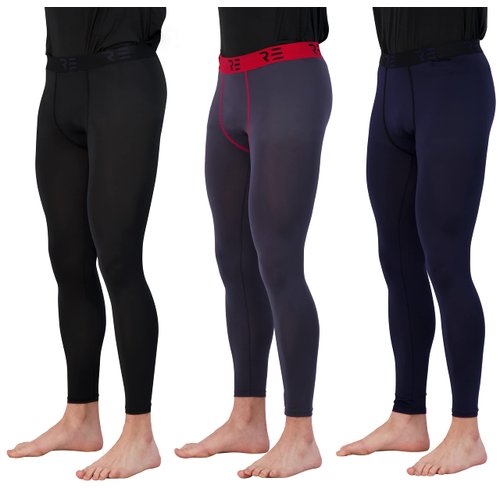 3 Pack: Men's Mens Compression Pants Gym Pant Men Running Skin Tights Leggings Active Athletic Workout Cycling Winter Thermal Cold Base Layer Long Johns Football Rash Guard Basketball -Set 3, XXL