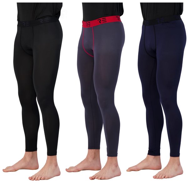 3 Pack: Men's Mens Compression Pants Gym Pant Men Running Skin Tights Leggings Active Athletic Workout Cycling Winter Thermal Cold Base Layer Long Johns Football Rash Guard Basketball -Set 3, XXL