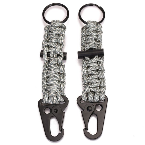 EKLOEN 2 Pack Paracord Carabiner Survival Keychain Lanyard with Firestarter (Digital Camo)