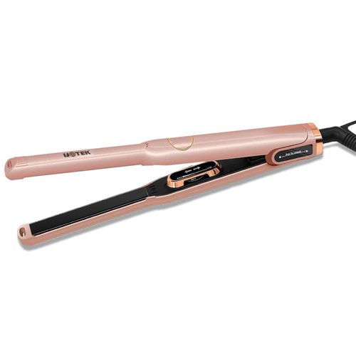 UOTEK Hair Straightener 1/2 Inch Small Flat Iron Ionic Salon Hair Flat Iron 0.5" with PTC Heating Plate for Short Hair Pencil Straightener (Rose Gold)