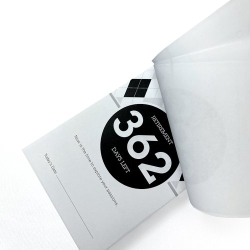 1 Year (365 Days) Retirement Count Down 5.75"x3.75" Black and White Tear Off Countdown Calendar Table and Desk Unit - Perfect for Office, Event, Corporate and Door Gifts