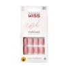 KISS Gel Fantasy Press On Nails, Nail glue included, Ribbons', Pink, Short Size, Squoval Shape, Includes 28 Nails, 2g glue, 1 Manicure Stick, 1 Mini File