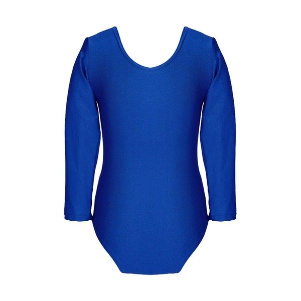 Loxdonz Girls Leotard Basic Long Sleeve Ballet Dance Leotard Kids Stretch Gymnastics Bodysuit Top (9-10 Years, Royal Blue)