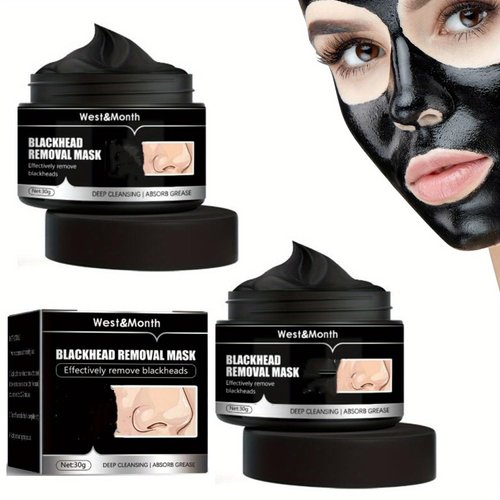 Charcoal Blackhead Remover Mask, Peel Off Face Mask, Peel Off Face Mask Pore Whiteheads Cleanser Strawberry Nose Purifying and Deep Cleansing for All Skin Types, for Men & Women, 30g/1.05oz, 2 PCS