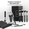 DUcare Makeup Brushes with Bag,15Pcs Makeup Brush Set Christmas Gift Travel Kabuki Foundation Blending Blush Eyeliner Shadow Brow Concealer Brushes Kit Black