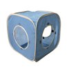 Citmage Cat Cube Pop Up Non-Woven Fabric Play Tent Toy with Hook and Loop,3 Peek Holes Collapsible,Lightweight,Provide Exercise Game for Cats,Kitties,Puppies (Blue)