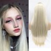 xiweiya Wigs Long Silk Straight Ombre Blonde Wig Synthetic Machine Made Wig Silky Full Heat Resistant Fiber Hair Middle Part Wig Two Tone Wig Free Wig Cap for Women 24 Inches