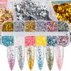 Irregular Nail Foil Fragments Glitter for Nail Art, Nail Foil Flakes Opal Glitter Aurora Effect Acrylic Nail Powders Nail Foil Paillette for Nail Decoration