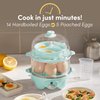 Elite Gourmet EGC1405M 2-Tiered Rapid Egg Cooker, 5-Egg Poacher, Omelets, Soft, Medium, Hard-Boiled Eggs with Auto Shut-Off and Buzzer, BPA Free, 14 eggs, Mint