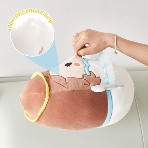 BSTAOFY Cute Angel Soft Plush Pillow with Wings & Halo Collection Squishy Angel Stuffed Animal Valentines Cushion Christmas Holiday Birthday Gifts for Kids, 12’’