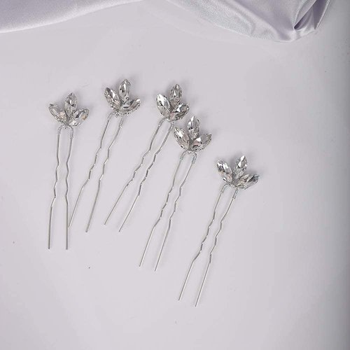 YERTTER Wedding Hair Pins Set of 5 Hair Pins Rhinestones Bridal Clip Accessories for Bride and Br...