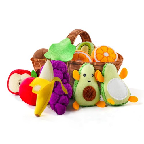 Play Food for Toddler 1-3 Year Old, Fruit Basket Plush Toy Sets, Montessori Pretend Food Kitchen Sensory Toys for Kids 18 Months, Pretend Sorting Fruit Toys for Boys Girls Gift Educational Toys