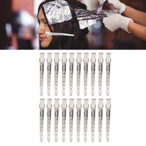 20 Pcs Hair Clips, Professional Non-Slip Stainless Steel Duck Bill Clips for Hair Styling, Hair Coloring, Silver