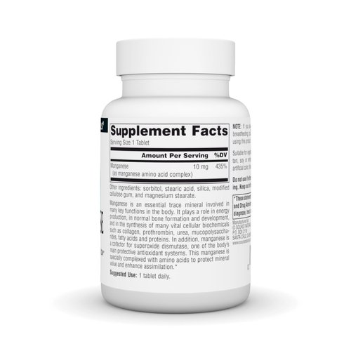 Source Naturals Manganese, Amino Acid Chelate - Supports Energy Production - 250 Tablets
