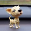 Pwenjofy Resin Bobbing Head Dog Figurine Car Dashboard Decor Bobblehead Puppy Play Figurines for Home Office Desk Decoration Ornaments (Chihuahua)