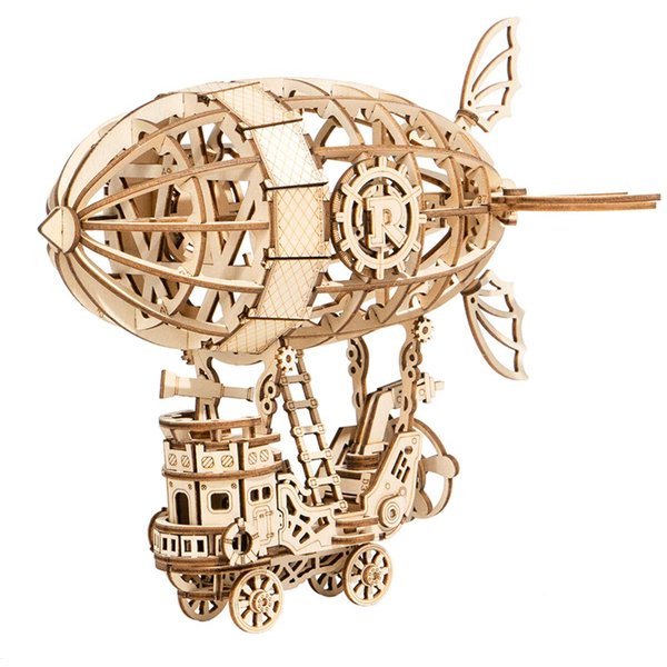 Rolife Build Your Own 3D Wooden Assembly Puzzle Wood Craft Kit Airship Model Gifts for Kids and Adults