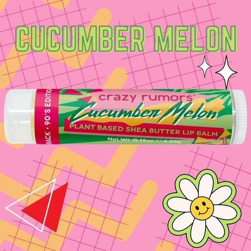 Crazy Rumors Throwback 90's Mix Lip Balm 4-Pack Mix (Cucumber Melon, Blue Razzberry, Kiwi Strawberry, Orange Pop!) 100% Natural, Vegan, Plant-Based, Made in USA