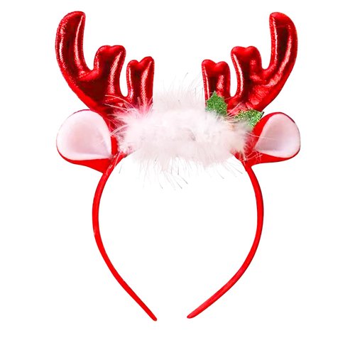 Christmas Hat Headband Exquisite Cute Elk Hair Hoop Headwear Accessories Holly Bell Pine Needle Sequins Christmas Holiday Party Costume Hat Shiny Merry Christmas Decoration Hairband Red
