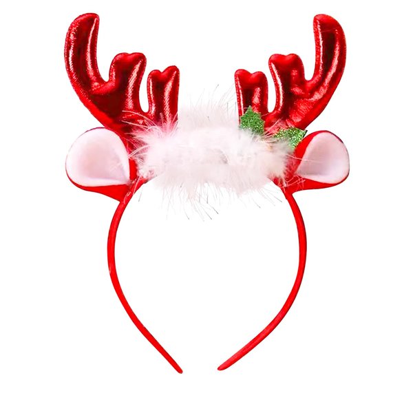 Christmas Hat Headband Exquisite Cute Elk Hair Hoop Headwear Accessories Holly Bell Pine Needle Sequins Christmas Holiday Party Costume Hat Shiny Merry Christmas Decoration Hairband Red