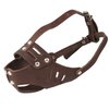 Real Leather Cage Basket Secure Dog Muzzle #119 Brown - Poodle, Spaniel (Circumference 9.5", Snout Length 2.5")