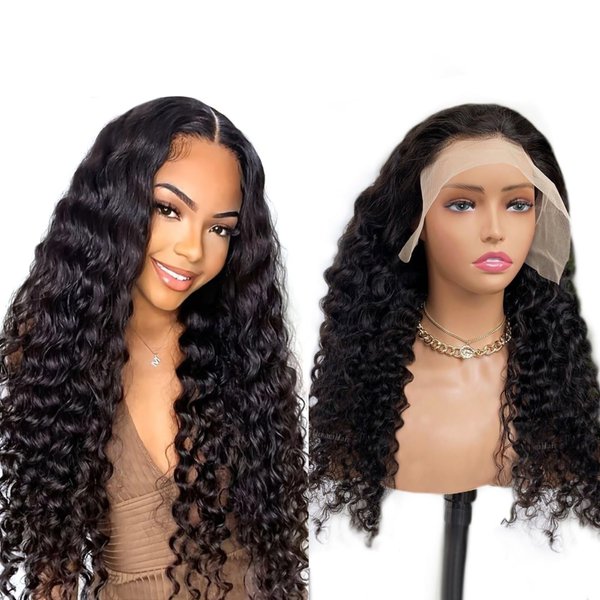 Lace Front Wigs Human Hair 13x4 Glueless Lace Frontal Wigs Human Hair Pre Plucked 150% Density Human Hair Wigs For Black Women With Baby Hair (Deep Wave 13x4 Lace Front Wigs Human Hair, 20inch)