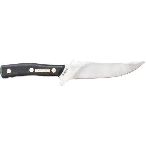 Old Timer 15OT Deerslayer 10.5in High Carbon S.S. Full Tang Fixed Blade Knife with 5.6in Clip Point Blade, Black Sawcut Handle, and Leather Belt Sheath for Hunting, Camping, Skinning, EDC, and Outdoor