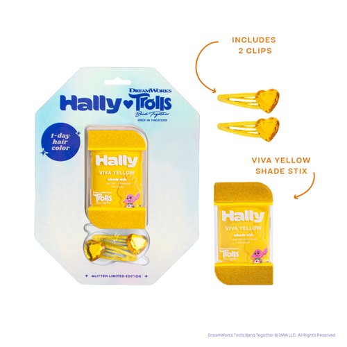 Hally Hair Viva Yellow 1-Day Hair Color for Kids | Shade Stix Temporary Hair Dye | Easy, No Mess Application | Washes Out in 1 Shampoo | Trolls Hair Accessories for Girls & Boys | Trolls Movie Merch