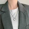 Iaceble Punk Circle Choker Necklace Coin Disc Pendant Necklace Hiphop Open Circle Necklace Long Silver Hollow Circle Necklace Jewelry for Women and Girls