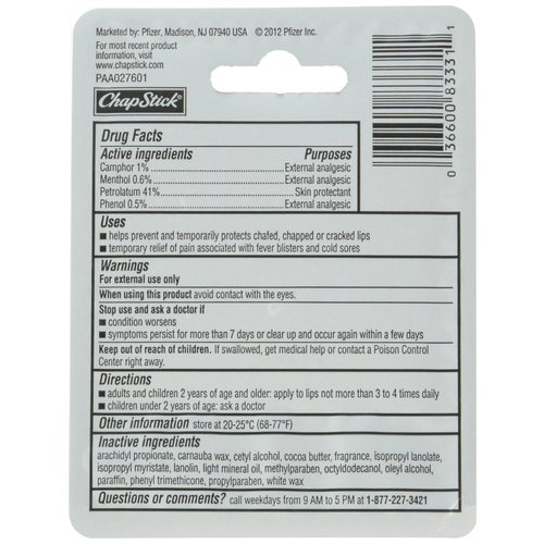 Chapstick Classic Medicated Lip Balm, 0.15 Ounce, 3 Count