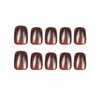 MISUD Fall Press on Nails Short Square Fake Nails Glossy Glue on Nails Bling Cat Eye Design Acrylic Nails Squoval Autumn Arificial Nails Brown Glitter Chrome Stick on False Nails 24 pcs