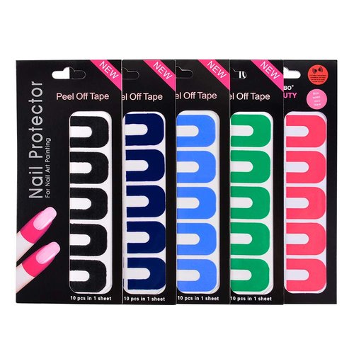 WEILUSI 50pcs Nail Polish Protector for Fingers U-Shape Tape Polish Guards Nail Art Plastic Peel Off Sticker Cuticle Protectors Disposable 5 Sheets