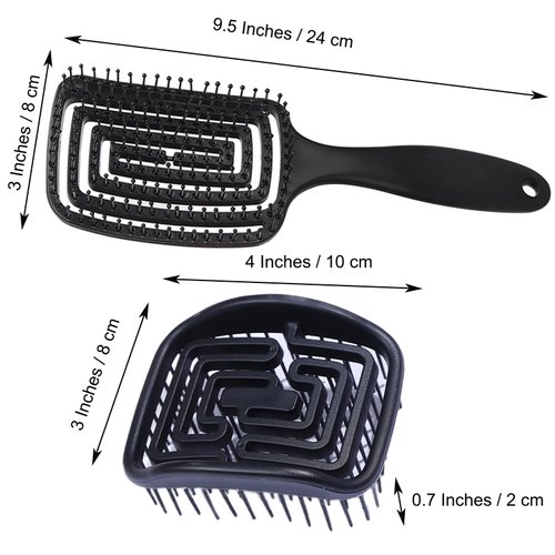 MIUPOO Professional Curly Vented Hair Brush,Hair Scalp Massager Shampoo Brush,Detangler Brush for Faster Blow Drying and Scalp Scrubber for Deep Cleaning Hair Set,Scalp Massagers,2 Pieces,Black