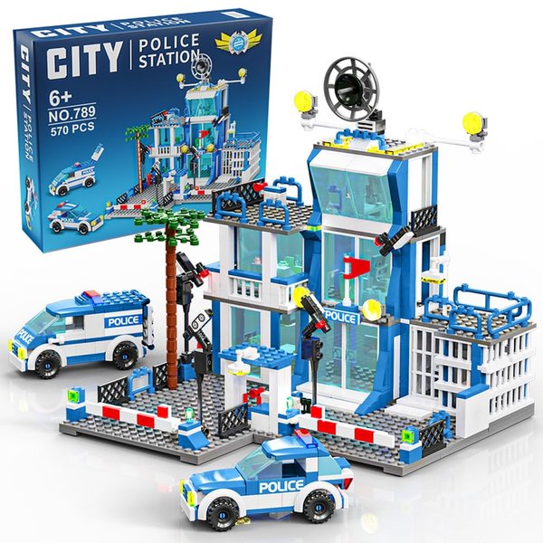 City Police Station Building Sets, 570pcs City Police Sets Toy Building Bricks Kit, Compatible with Lego，Gift for Boys 6-12