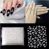 WOKOTO 30pcs White Adhesive 3d Nail Stickers Flower Nail Art Decoration Accessory With 1 Pcs Anti-Static Tweezers And 5 Pcs Wood Nail Art Stick Cuticle Pusher