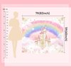 Mocsicka Princess Castle Birthday Backdrop Watercolor Pastel Rainbow Birthday Photography Backdrops Gold Glitter Royal Princess Birthday Party Decorations Cake Table Banner (Pink, 7x5ft (82x60 inch))