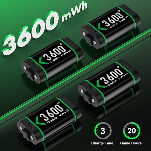 Charger for Xbox One Controller Battery Pack with 4x3600mWh USB Rechargeable Xbox One Battery Charger Station for Xbox Series X|S, Xbox One S/One X/Elite Controllers-Xbox One Accessories 1500mAh