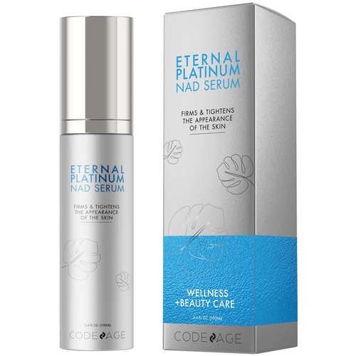 Eternal Platinum NAD Serum, Resveratrol, Niacinamide, Collagen, Vitamin C & E, Aloe Vera, English Lavender, Nicotinamide Aging NAD Booster Skin Care Face Moisturizing Wrinkles Firming, 3.4 FL. Oz.