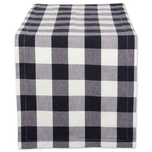 DII Buffalo Check Collection, Classic Farmhouse Table Runner, 14x108, Black & White