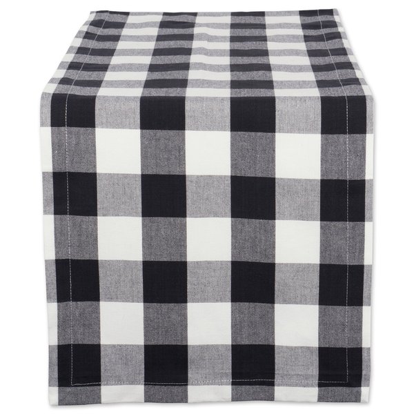 DII Buffalo Check Collection, Classic Farmhouse Table Runner, 14x108, Black & White